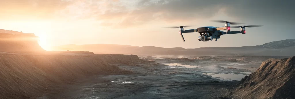 Image of  drone flying over a quarry